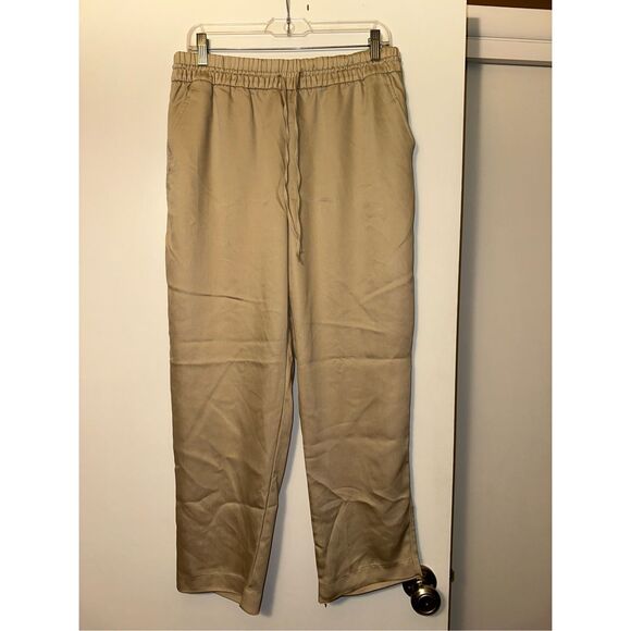 H&M Medium Pull On Drawstring Waist Womens Lyocell Blend Pants Tan Beige EUC - Picture 1 of 7